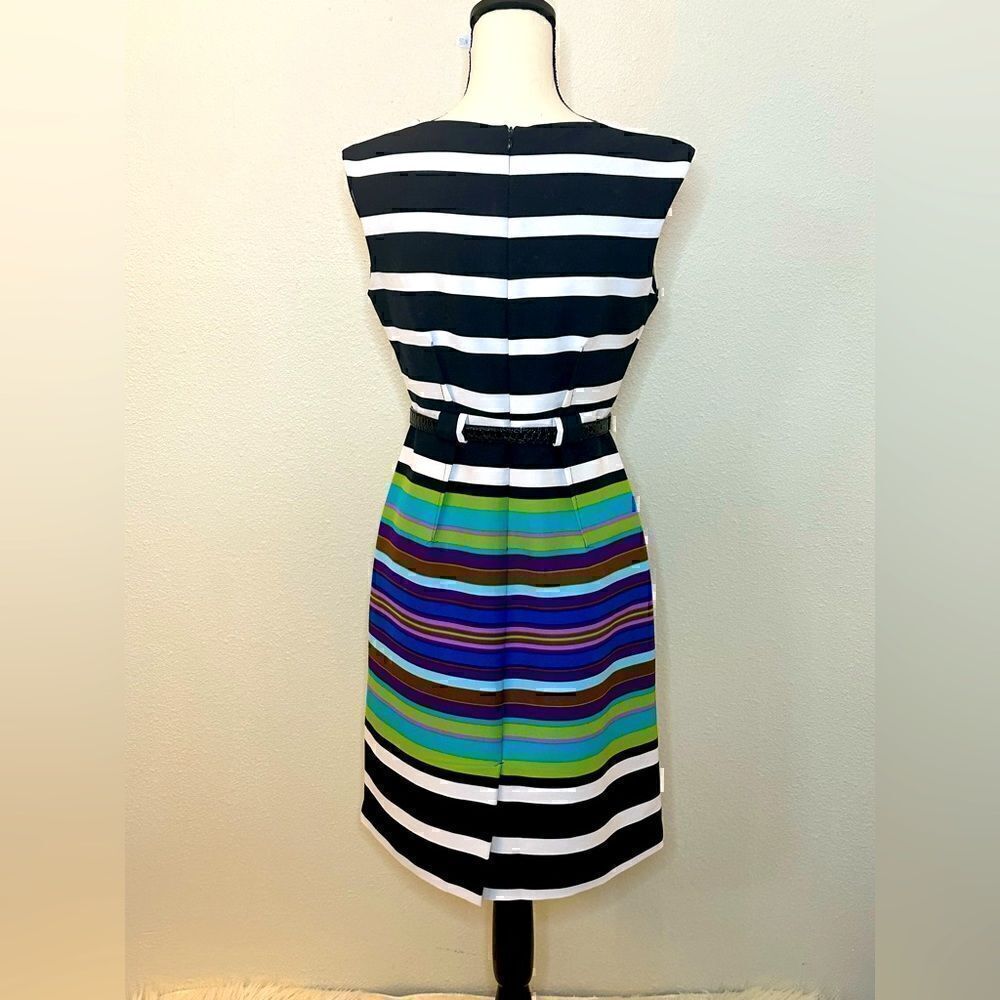 Emma & Michele Multi-Colored Striped Dress Size 6 Sheath Career Formal - Picture 3 of 4